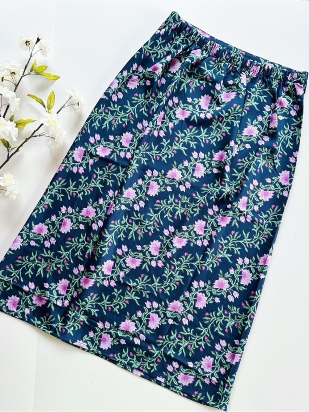 NEW J.Crew Factory Printed Bias Slip Skirt & Top Set Antique Navy Vintage Floral - Picture 12 of 12